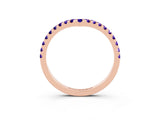 Rose gold Pavé Round Tanzanite Chevron Band with Shared Prong Setting_9
