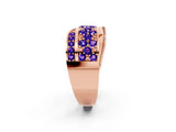 Rose gold Pavé Round Tanzanite Crossover Band with Bead Prong Setting_8