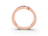 Rose gold Pavé Round Tanzanite Crossover Band with Bead Prong Setting_9