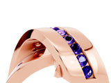 Rose gold Pavé Round Tanzanite Crossover Band with Channel Setting_10