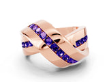 Rose gold Pavé Round Tanzanite Crossover Band with Channel Setting_6