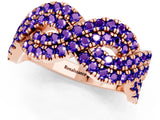 Rose gold Pavé Round Tanzanite Infinity Twist Band with Shared Prong Setting_7