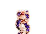 Rose gold Pavé Round Tanzanite Interlocking Eternity Band with Bezel Prong Setting_11