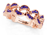Rose gold Pavé Round Tanzanite Interlocking Eternity Band with Bezel Prong Setting_7