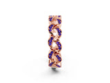 Rose gold Pavé Round Tanzanite Interlocking Eternity Band with Bezel Prong Setting_8