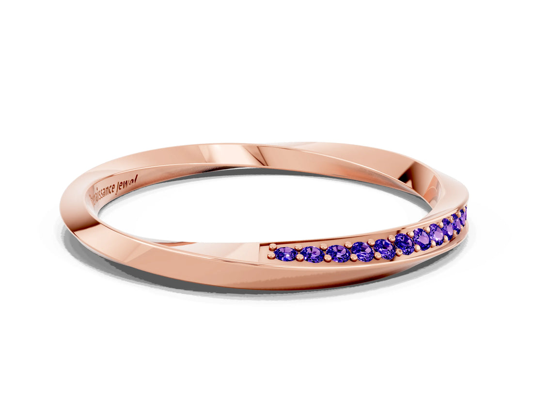 Rose gold Pavé Round Tanzanite Twist Band_24