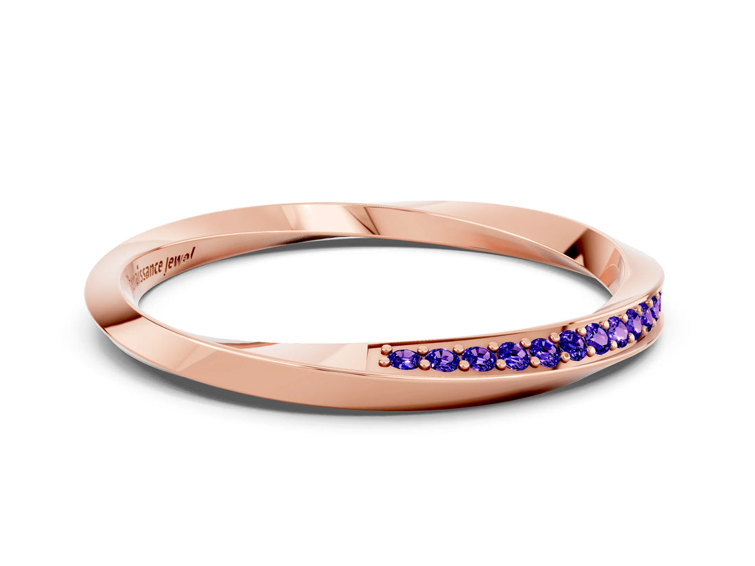 Rose gold Pavé Round Tanzanite Twist Band_36