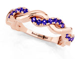 Rose gold Pavé Round Tanzanite Twist Eternity Band with Shared Prong Setting_31