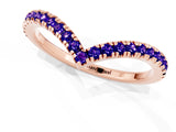 Rose gold Pavé Round Tanzanite V-Shaped Chevron Band with Shared Prong Setting_7