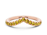 Rose gold Pavé Round Yellow Sapphire Chevron Band with Shared Prong Setting_18