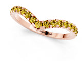 Rose gold Pavé Round Yellow Sapphire Chevron Band with Shared Prong Setting_19
