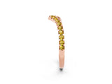 Rose gold Pavé Round Yellow Sapphire Chevron Band with Shared Prong Setting_20