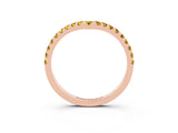 Rose gold Pavé Round Yellow Sapphire Chevron Band with Shared Prong Setting_21