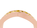 Rose gold Pavé Round Yellow Sapphire Crossover Band with Bead Prong Setting_10