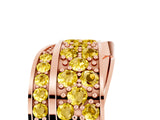 Rose gold Pavé Round Yellow Sapphire Crossover Band with Bead Prong Setting_11