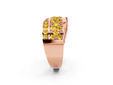 Rose gold Pavé Round Yellow Sapphire Crossover Band with Bead Prong Setting_8