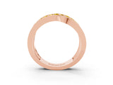 Rose gold Pavé Round Yellow Sapphire Crossover Band with Bead Prong Setting_9