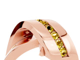 Rose gold Pavé Round Yellow Sapphire Crossover Band with Channel Setting_22