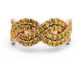 Rose gold Pavé Round Yellow Sapphire Infinity Twist Band with Shared Prong Setting_6