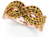 Rose gold Pavé Round Yellow Sapphire Infinity Twist Band with Shared Prong Setting_7