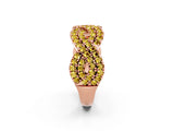 Rose gold Pavé Round Yellow Sapphire Infinity Twist Band with Shared Prong Setting_8