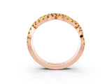 Rose gold Pavé Round Yellow Sapphire Infinity Twist Band with Shared Prong Setting_9