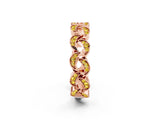 Rose gold Pavé Round Yellow Sapphire Interlocking Eternity Band with Bezel Prong Setting_8