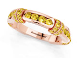 Rose gold Pavé Round Yellow Sapphire Link Band with Bezel Setting_31