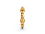 Rose gold Pavé Round Yellow Sapphire Link Band with Bezel Setting_32