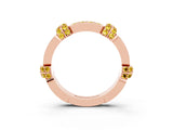 Rose gold Pavé Round Yellow Sapphire Link Band with Bezel Setting_33