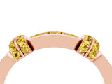 Rose gold Pavé Round Yellow Sapphire Link Band with Bezel Setting_34