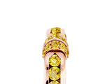 Rose gold Pavé Round Yellow Sapphire Link Band with Bezel Setting_35