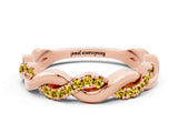 Rose gold Pavé Round Yellow Sapphire Twist Eternity Band with Shared Prong Setting_18