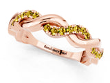 Rose gold Pavé Round Yellow Sapphire Twist Eternity Band with Shared Prong Setting_19