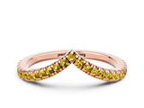 Rose gold Pavé Round Yellow Sapphire V-Shaped Chevron Band with Shared Prong Setting_18
