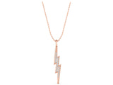 Rose gold Pavé Set Lightning Bolt Pendant with Round Cut Stones_10