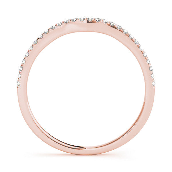 Rose gold Pavé Set Round Diamond Curved Band with Shared Prong Setting 1