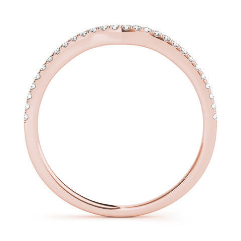 Rose gold Pavé Set Round Diamond Curved Band with Shared Prong Setting 1