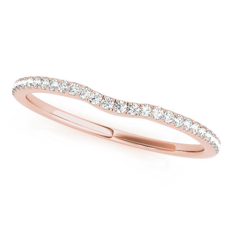 Rose gold Pavé Set Round Diamond Curved Band with Shared Prong Setting