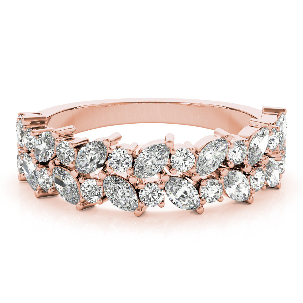 Rose gold Pave Marquise and Round Diamond Eternity Band with Prong Setting 1