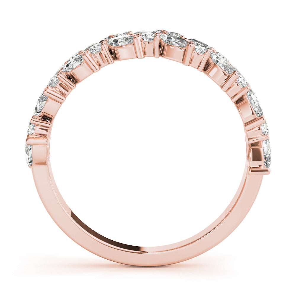 Rose gold Pave Marquise and Round Diamond Eternity Band with Prong Setting 2