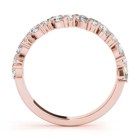 Rose gold Pave Marquise and Round Diamond Eternity Band with Prong Setting 2