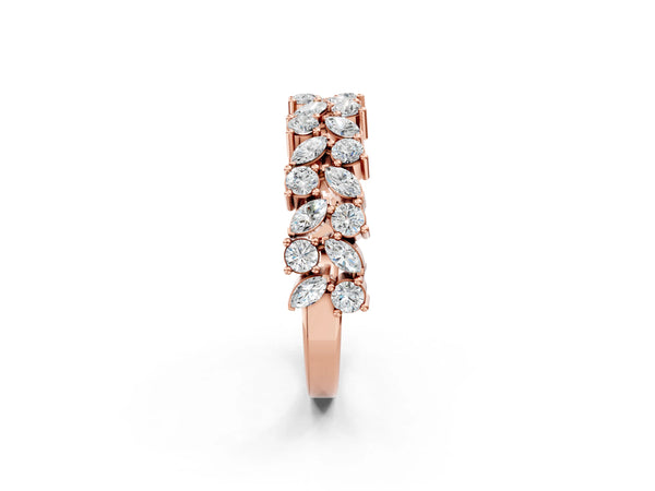 Rose gold Pave Marquise and Round Diamond Eternity Band with Prong Setting