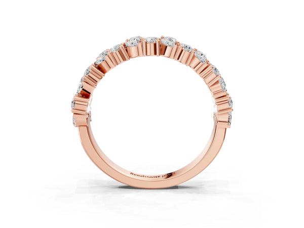 Rose gold Pave Marquise and Round Diamond Eternity Band with Prong Setting