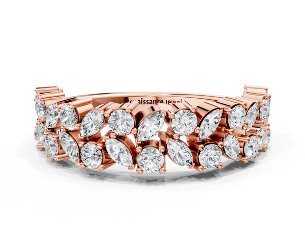 Rose gold Pave Marquise and Round Diamond Eternity Band with Prong Setting