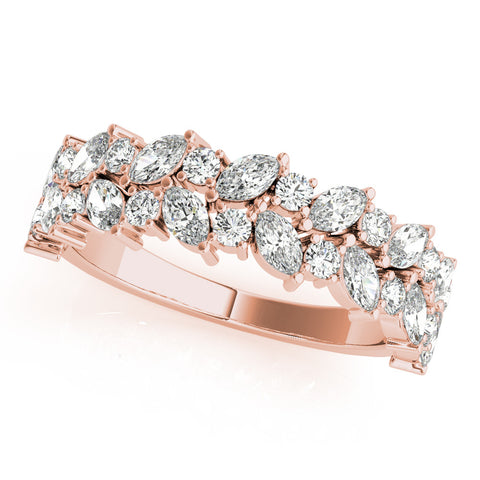Rose gold Pave Marquise and Round Diamond Eternity Band with Prong Setting