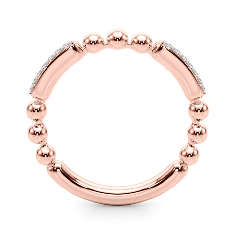 Rose gold Pave Round Diamond Beaded Band with Shared Prong Setting 1