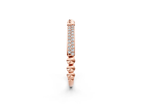 Rose gold Pave Round Diamond Beaded Band with Shared Prong Setting