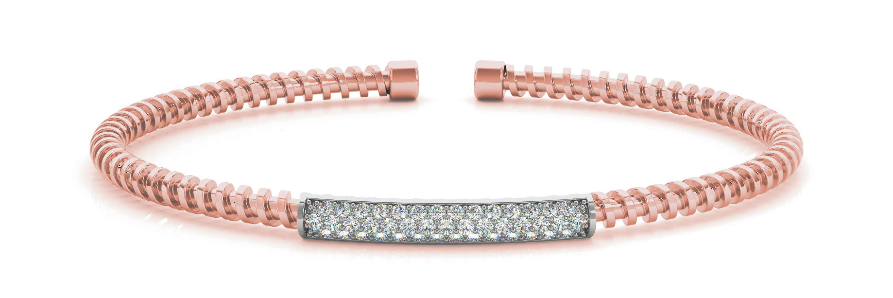 Rose gold Pave Round Diamond Coil Bracelet with Bezel Setting