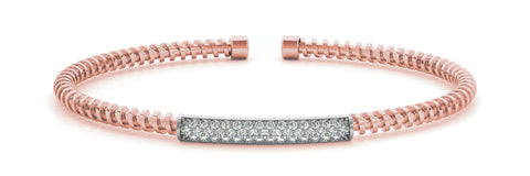 Rose gold Pave Round Diamond Coil Bracelet with Bezel Setting